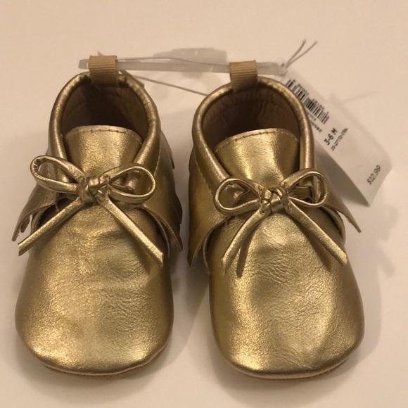 Old Navy Other - Baby Girl’s Gold Moccasin Shoes